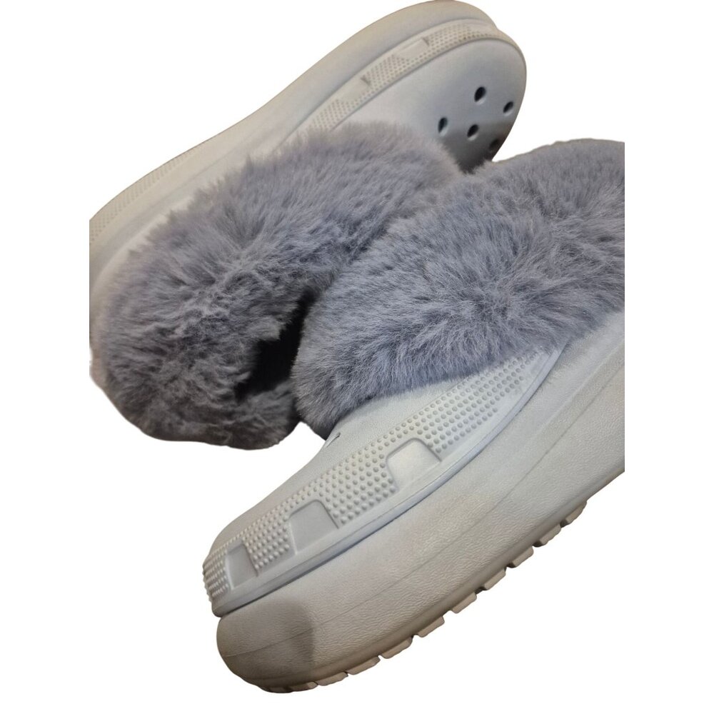 Crocs Fuzzy Lined Clogs Light Gray Size W4 M6 - Picture 2 of 5